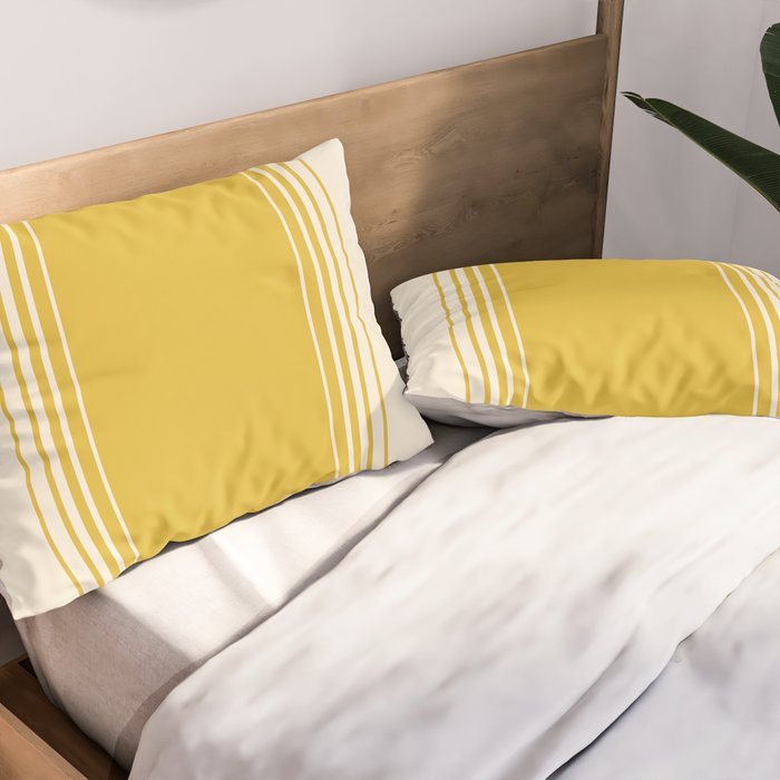 Marigold Yellow and Creme Lines Pillow Sham Gallery Image 2