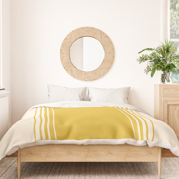 Marigold Yellow and Creme Lines Duvet Cover Gallery Image 3
