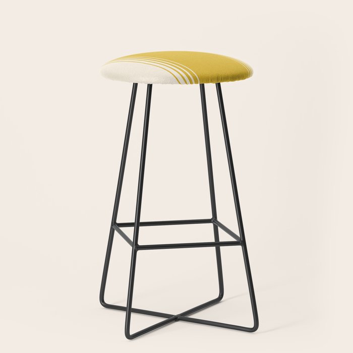 Marigold Yellow and Creme Lines Stool Gallery Image 1
