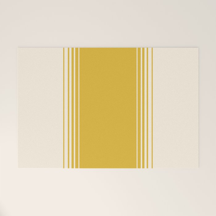 Marigold Yellow and Creme Lines Welcome Mat Gallery Image 1