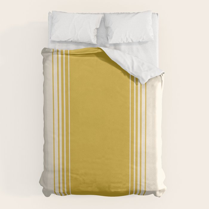 Marigold Yellow and Creme Lines Duvet Cover Gallery Image 6