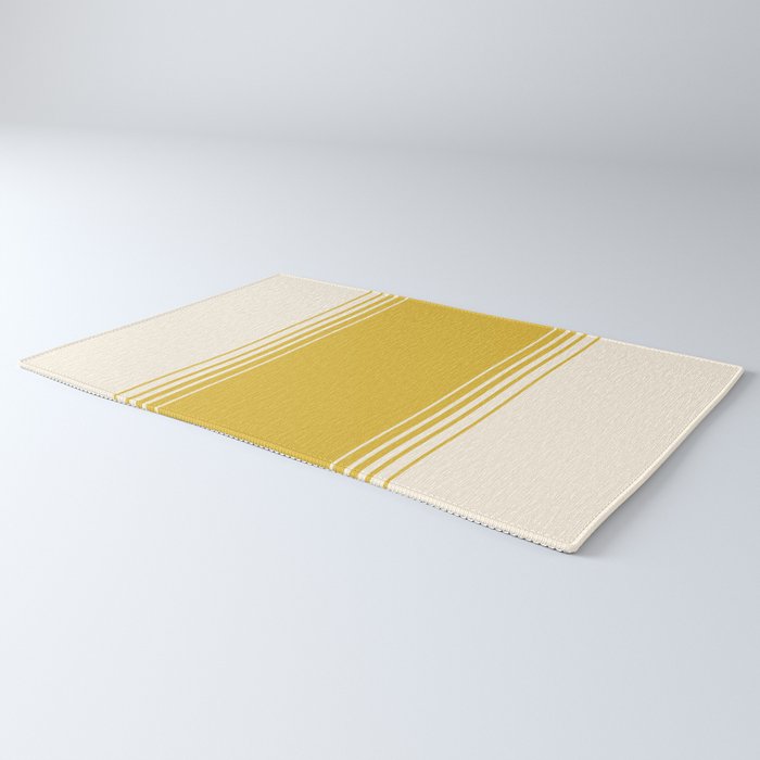 Marigold Yellow and Creme Lines Rug Gallery Image 3