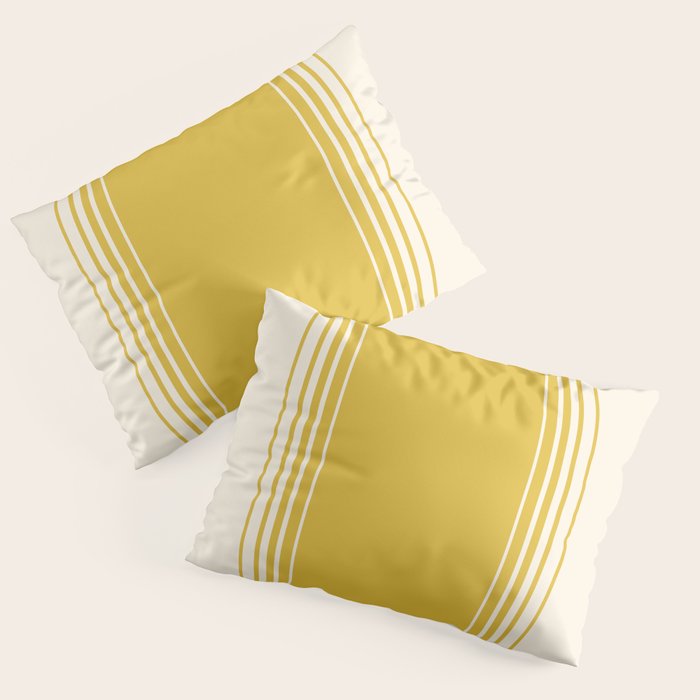 Marigold Yellow and Creme Lines Pillow Sham Gallery Image 3