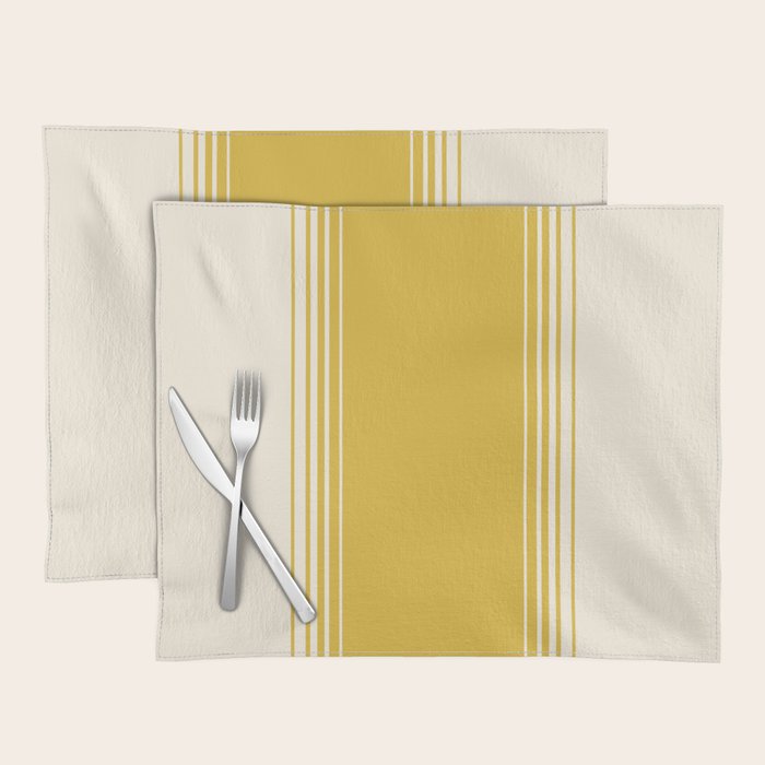 Marigold Yellow and Creme Lines Placemat Gallery Image 1
