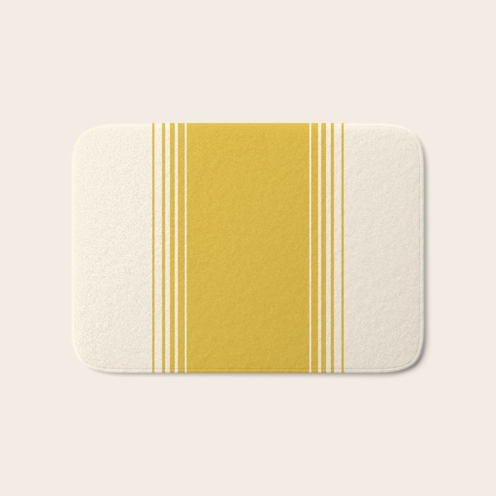 Marigold Yellow and Creme Lines Bath Mat Gallery Image 1