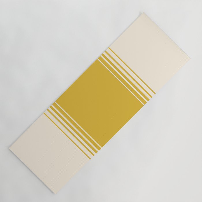 Marigold Yellow and Creme Lines Yoga Mat Gallery Image 1