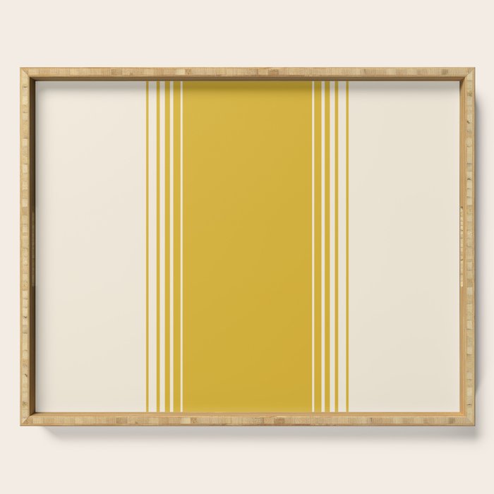 Marigold Yellow and Creme Lines Serving Tray Gallery Image 1