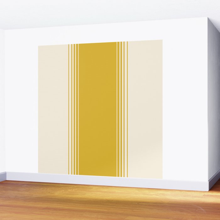 Marigold Yellow and Creme Lines Wall Mural Gallery Image 2