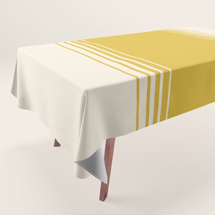 Marigold Yellow and Creme Lines Tablecloth Gallery Image 1