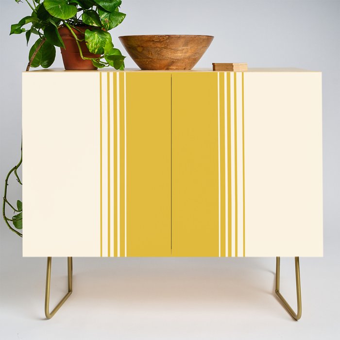 Marigold Yellow and Creme Lines Credenza Gallery Image 1