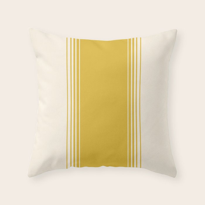 Marigold Yellow and Creme Lines Throw Pillow Gallery Image 1