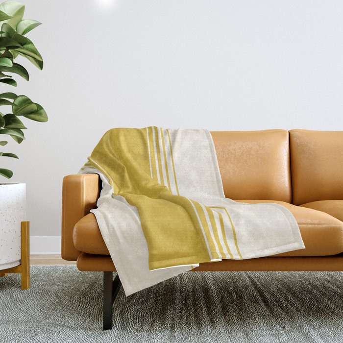 Marigold Yellow and Creme Lines Throw Blanket Gallery Image 1