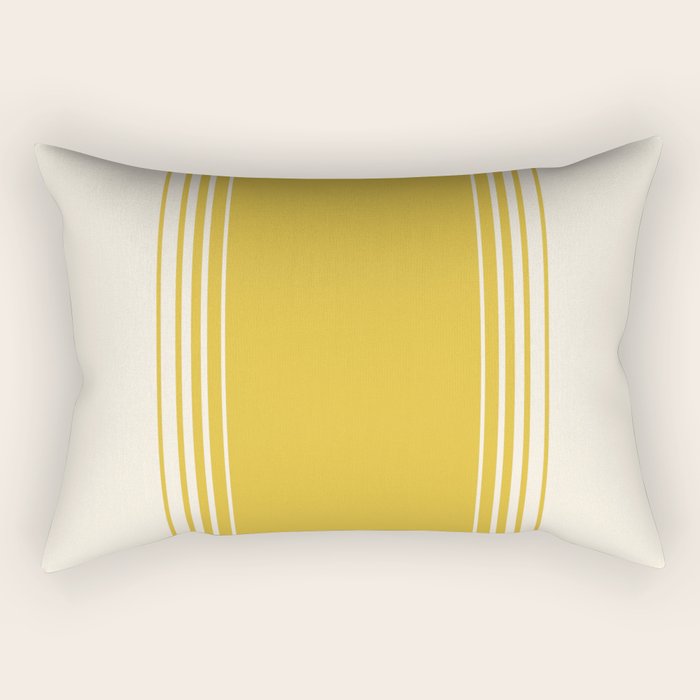 Marigold Yellow and Creme Lines Rectangular Pillow Gallery Image 1