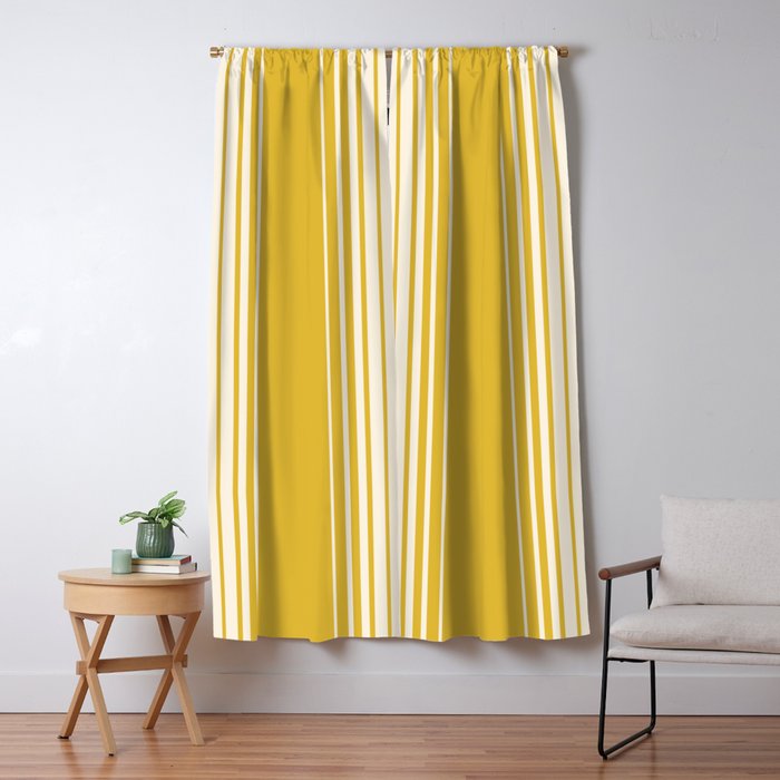 Marigold Yellow and Creme Lines Window Curtain Gallery Image 5
