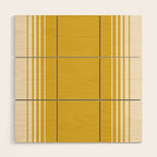 Marigold Yellow and Creme Lines Wood Wall Art Gallery Image 1