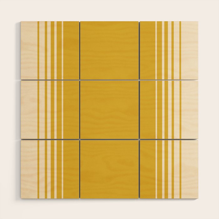 Marigold Yellow and Creme Lines Wood Wall Art Gallery Image 1