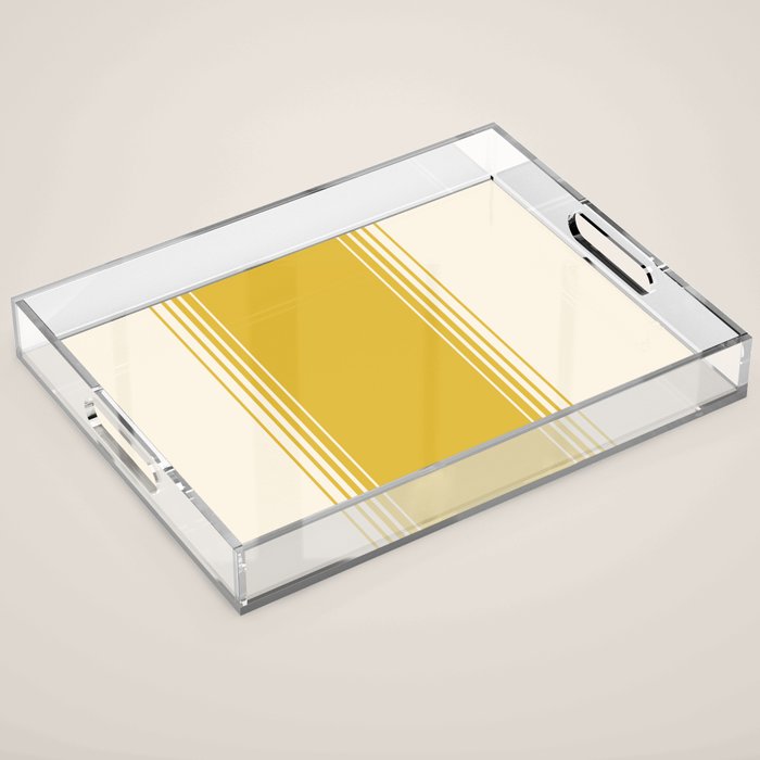 Marigold Yellow and Creme Lines Acrylic Tray Gallery Image 1