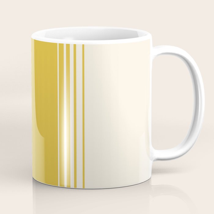 Marigold Yellow and Creme Lines Coffee Mug Gallery Image 1