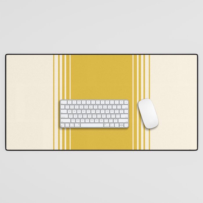 Marigold Yellow and Creme Lines Desk Mat Gallery Image 1