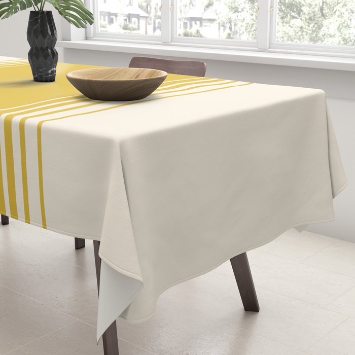 Marigold Yellow and Creme Lines Tablecloth Gallery Image 3