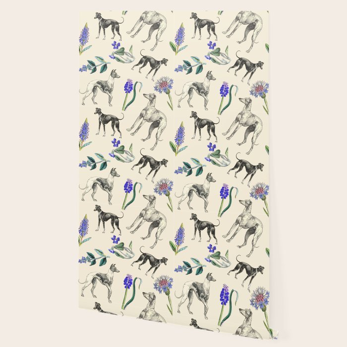 GREYHOUND DOGS and PRESSED FLOWERS Wallpaper Gallery Image 2