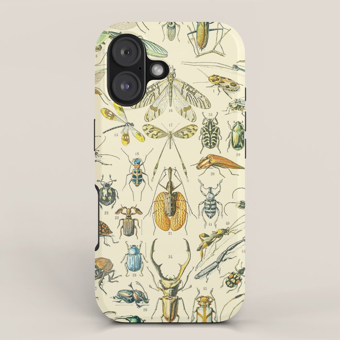 Bugs and Insect Vintage Illustration Drawing by Adolphe Millot of Giant Beatle Dragon Flies Leaf Bug iPhone Case Gallery Image 1