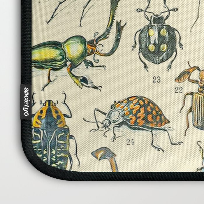 Bugs and Insect Vintage Illustration Drawing by Adolphe Millot of Giant Beatle Dragon Flies Leaf Bug Laptop Sleeve Gallery Image 3