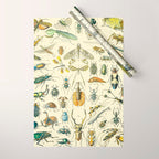 Bugs and Insect Vintage Illustration Drawing by Adolphe Millot of Giant Beatle Dragon Flies Leaf Bug Wrapping Paper Gallery Image 1