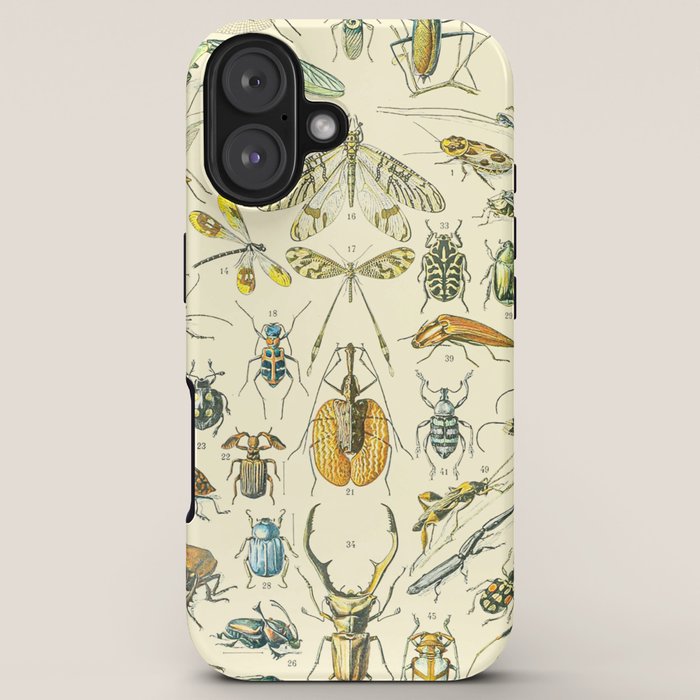 Bugs and Insect Vintage Illustration Drawing by Adolphe Millot of Giant Beatle Dragon Flies Leaf Bug iPhone Case Gallery Image 5