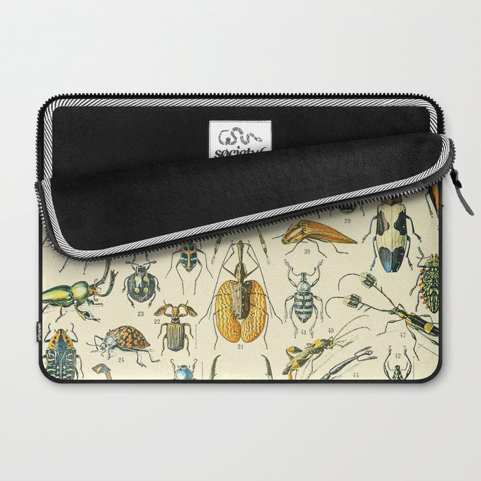 Bugs and Insect Vintage Illustration Drawing by Adolphe Millot of Giant Beatle Dragon Flies Leaf Bug Laptop Sleeve Gallery Image 2