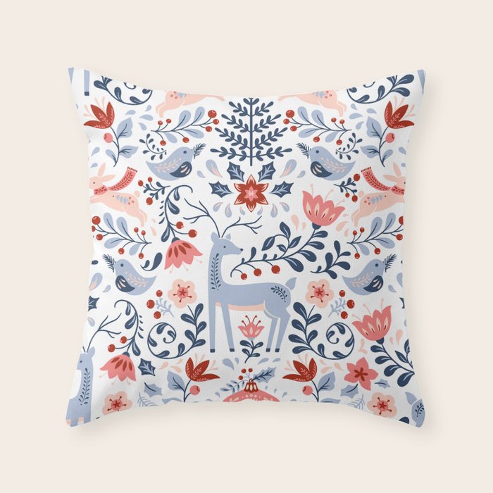 Folk Art Christmas Throw Pillow Gallery Image 6