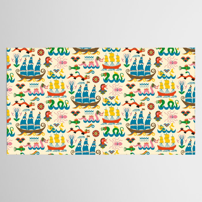 Mythical Sea Creatures - Ocean Monsters Tablecloth Gallery Image 2
