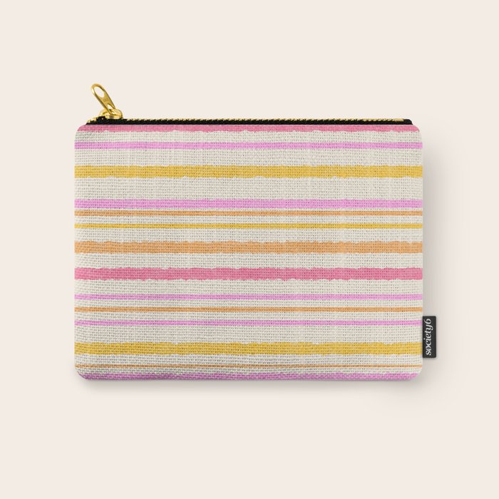 Liquid Summer Watercolor Stripes Pattern Pink Yellow Orange Cream Carry All Pouch Gallery Image 1