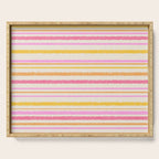 Liquid Summer Watercolor Stripes Pattern Pink Yellow Orange Cream Serving Tray Gallery Image 1