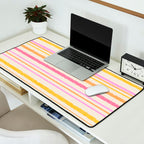 Liquid Summer Watercolor Stripes Pattern Pink Yellow Orange Cream Desk Mat Gallery Image 2