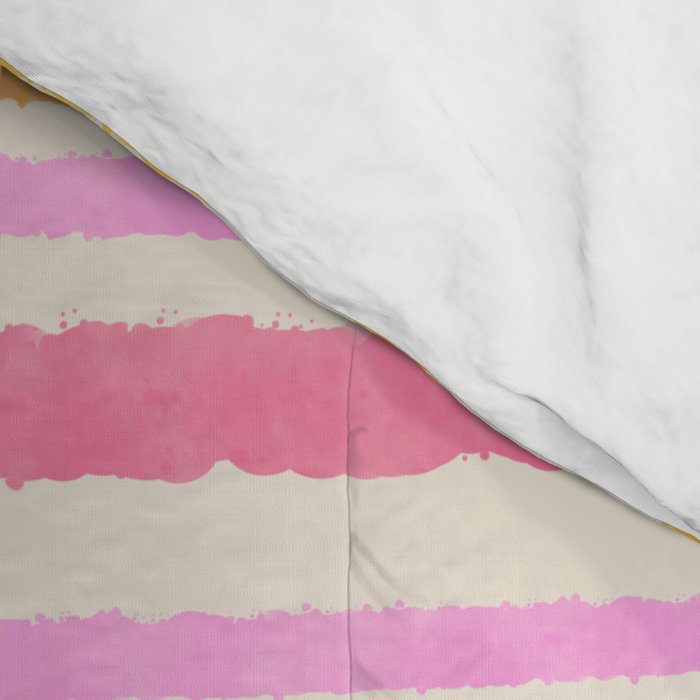 Liquid Summer Watercolor Stripes Pattern Pink Yellow Orange Cream Comforter Gallery Image 4