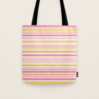 Liquid Summer Watercolor Stripes Pattern Pink Yellow Orange Cream Tote Bag Gallery Image 1