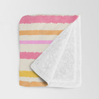 Liquid Summer Watercolor Stripes Pattern Pink Yellow Orange Cream Throw Blanket Gallery Image 3