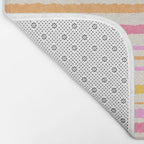Liquid Summer Watercolor Stripes Pattern Pink Yellow Orange Cream Bath Mat Gallery Image 2