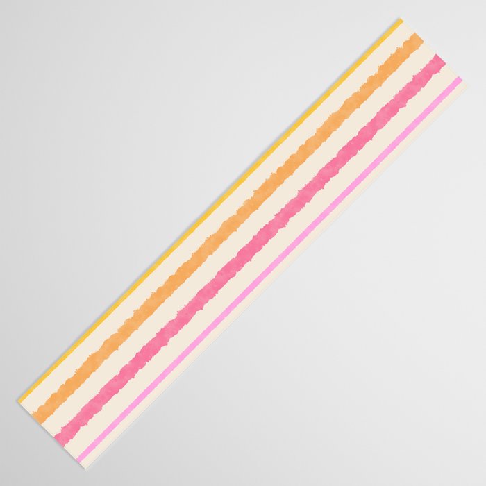 Liquid Summer Watercolor Stripes Pattern Pink Yellow Orange Cream Table Runner Gallery Image 3