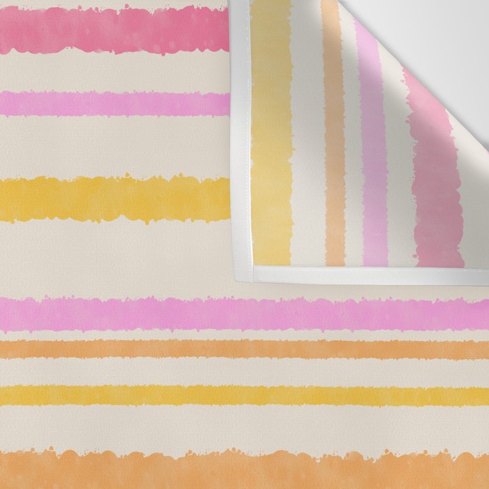 Liquid Summer Watercolor Stripes Pattern Pink Yellow Orange Cream Wall Tapestry Gallery Image 3