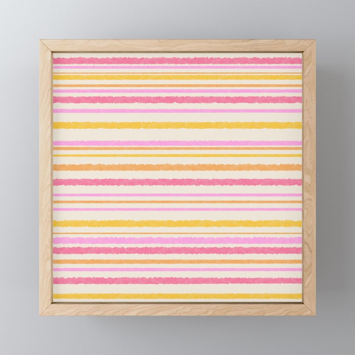 Liquid Summer Watercolor Stripes Pattern Pink Yellow Orange Cream Mini Art Print Gallery Image 1