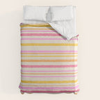 Liquid Summer Watercolor Stripes Pattern Pink Yellow Orange Cream Duvet Cover Gallery Image 6