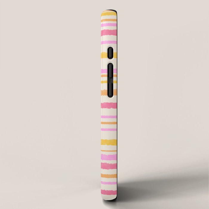 Liquid Summer Watercolor Stripes Pattern Pink Yellow Orange Cream iPhone Case Gallery Image 2