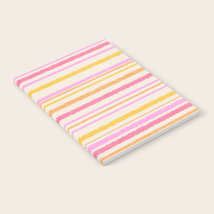 Liquid Summer Watercolor Stripes Pattern Pink Yellow Orange Cream Notebook Gallery Image 2