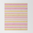 Liquid Summer Watercolor Stripes Pattern Pink Yellow Orange Cream Throw Blanket Gallery Image 2