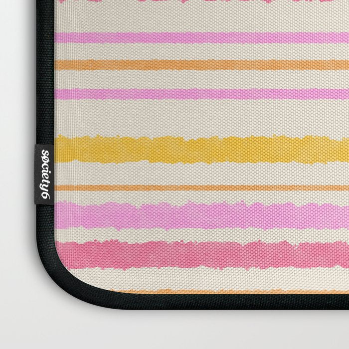 Liquid Summer Watercolor Stripes Pattern Pink Yellow Orange Cream Laptop Sleeve Gallery Image 3