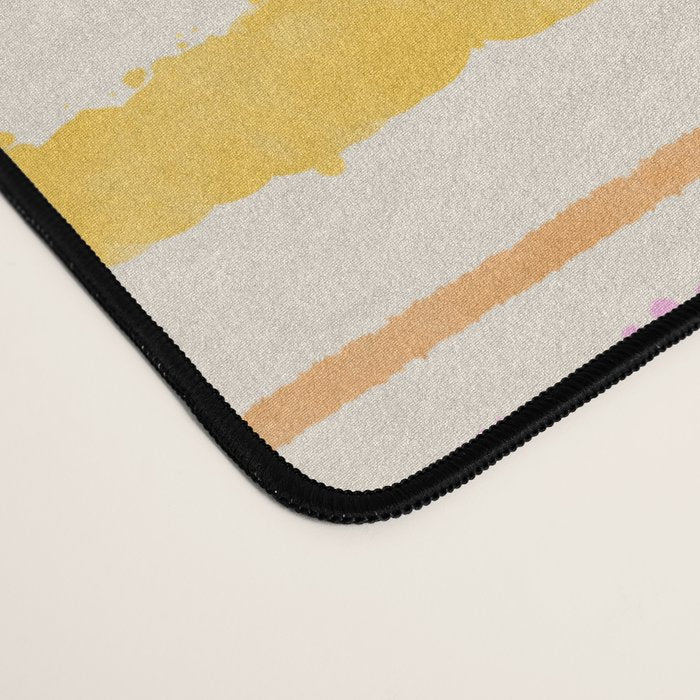 Liquid Summer Watercolor Stripes Pattern Pink Yellow Orange Cream Desk Mat Gallery Image 4
