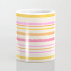 Liquid Summer Watercolor Stripes Pattern Pink Yellow Orange Cream Coffee Mug Gallery Image 4