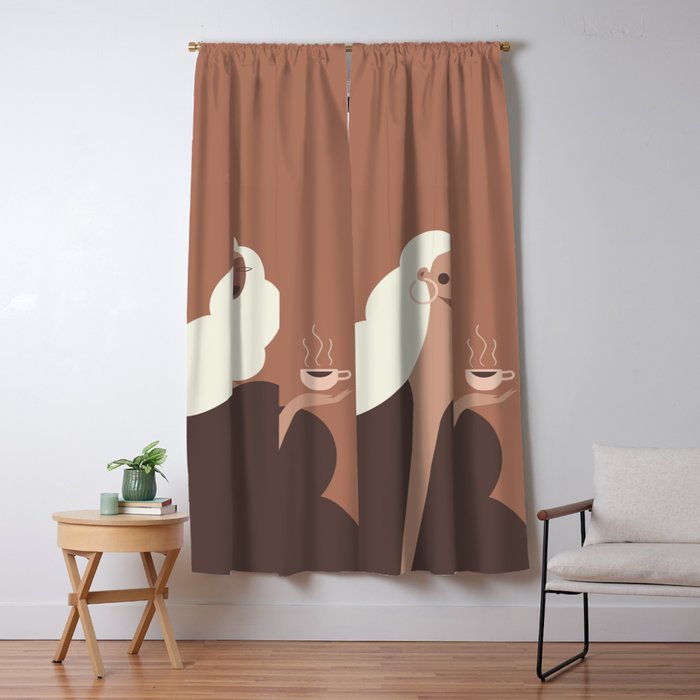 Coffee Hour Inspired by PANTONE 17 1230 Mocha Mousse Window Curtain Gallery Image 5